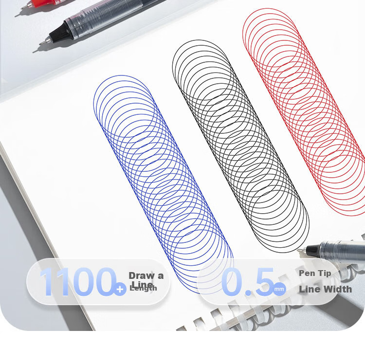 JD Original [Best-Selling Product] Full Needle Tube Direct Liquid Rollerball Pen, 1100m Quick-Drying Gel Pen, Signature Pen, Business Office Student Exam Writing Pen, Blue, 12-Pack 4