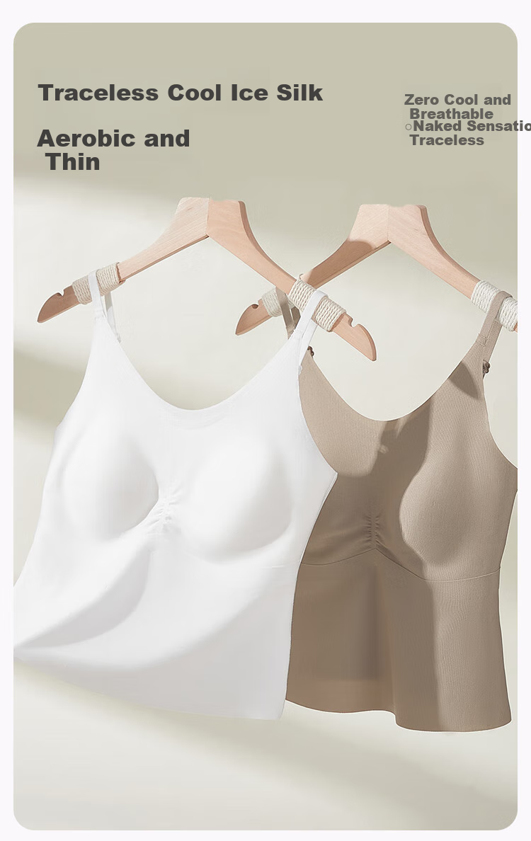 MiiOW Silk-Blend Camisole for Women, Modal Ice Silk with Built-In Bra Pads, Thin Strap Undershirt Bralette 2