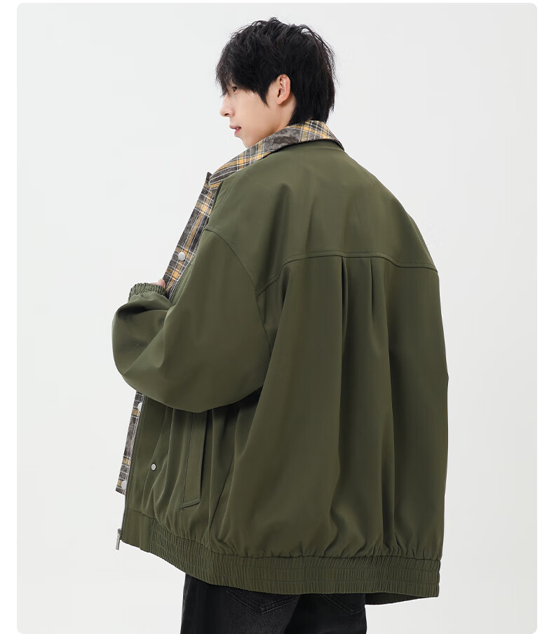 CLOR Men's Autumn Winter Two-Piece Style Casual Plaid Lapel Jacket JK11 Coffee XL 9