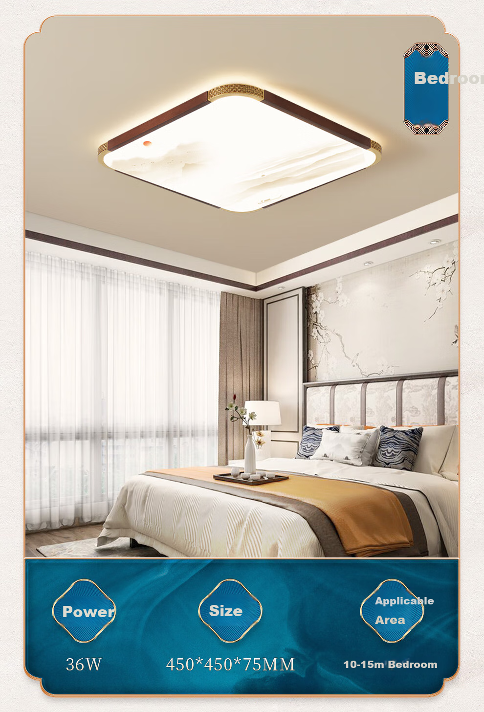 NVC Ceiling Light, Chinese-Style Wooden Craft, Vintage Style, for Balcony, Hallway, Bedroom, Round Lamp Fixture, Retro 10