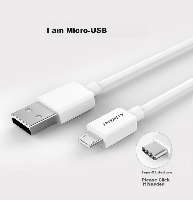 Pisen Android Data Cable Micro USB Charging Cable 2A Charger Power Cord Extended 1.5 Meters Universal Huawei Xiaomi Vivo Honor OPPO Phone Small Fan Power Bank White 1
