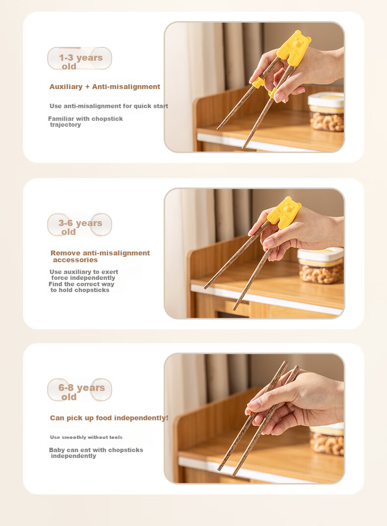 Guangyi 316L Stainless Steel Chopsticks, Children's Student Chopsticks, Divided Dining Chopsticks, Tableware Set, Cartoon Design, 2 Pairs, GY1364 7