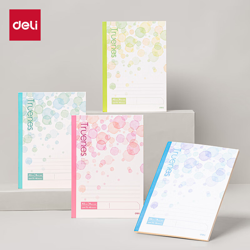 Deli 4-Pack B5 Softcover Notebooks, 40 Sheets, Student Exercise and Draft Notebooks, WB540-P