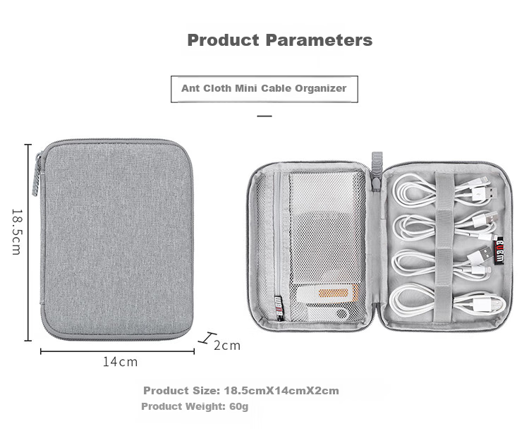 BUBM Earphone Data Cable Storage Pouch, Digital Accessory Organizer, Charger Case, Hard Drive USB Flash Drive Travel Portable Organizer Bag Accessory Pouch, Single Layer Mini, Gray 6
