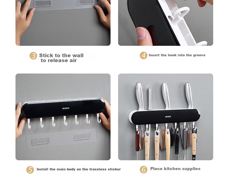 Ecoco Kitchen Rotating Knife Holder Storage Rack, Household Countertop Knife Rack, Multifunctional Chopstick Holder, E24019 Cream Color 9