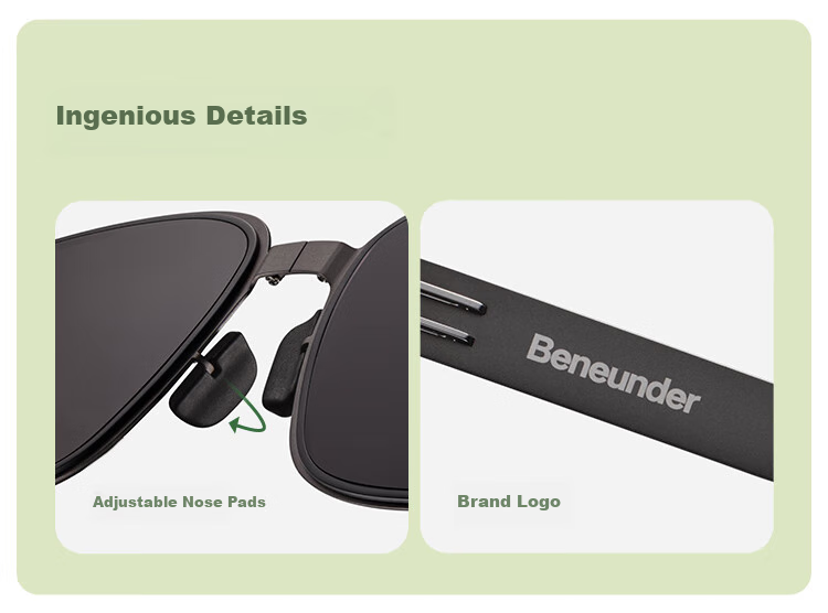 Beneunder Men's Ultra-Light Foldable Sunglasses for Driving, Fishing, and Travel, Card-Thin Design FD010 10