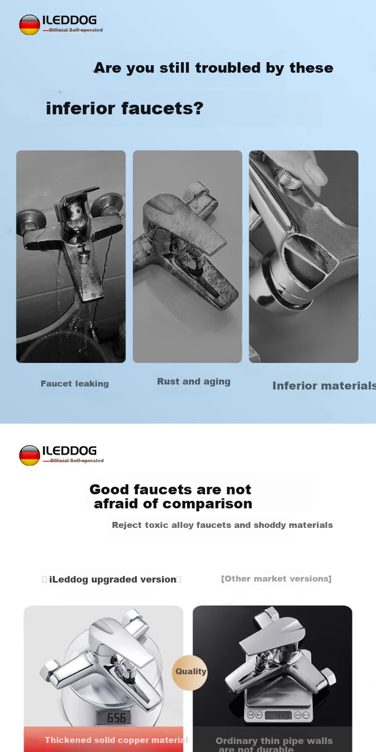 ILeddog [Germany] Household Bathroom Shower Head Set, All-Copper Hot And Cold Mixing Valve, Powerful High-Pressure Handheld Shower Head 509 2
