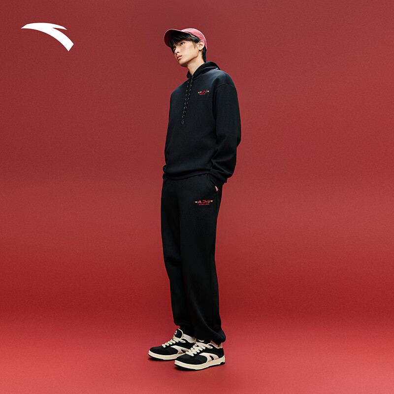 ANTA Good Things Happen New Year Fleece-Lined Casual Sweatpants Unisex Loose Fit Knit Jogger Pants