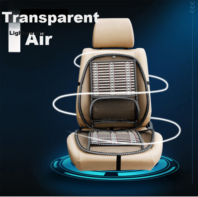 Dijialun Car Seat Cushion, Summer Cooling Pad, Wooden Bead Front Row Single Piece Seat Cover, Ventilated Truck Seat Cover, Cooling Mat, Office Chair Lumbar Support, Headrest Pad, All-Season Universal, Coffee Color with Headrest 12