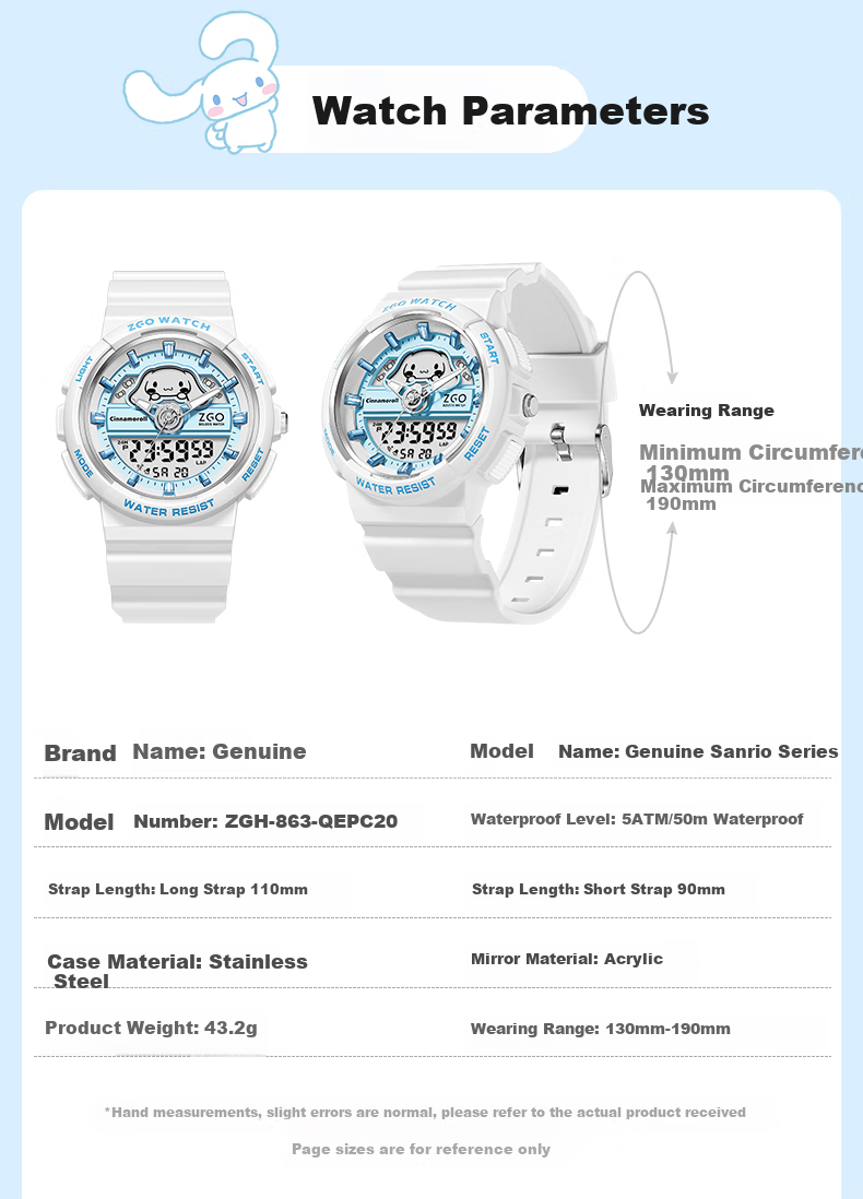 ZGO Sanrio Watch for Women Students, Waterproof Electronic Watch for Middle School Girls, Birthday Gift for Girls, 863 Cinnamoroll 14