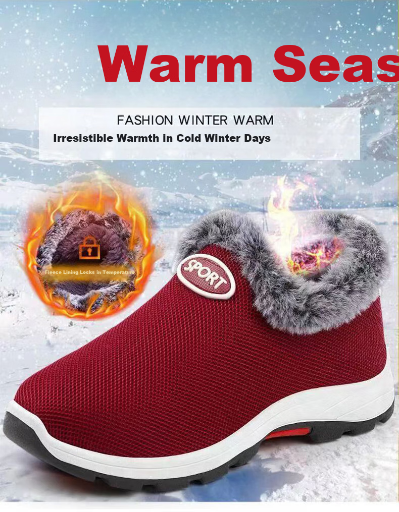 FOOTOPPO Slip-On Fleece-Lined Cotton Shoes for Women, Warm Winter Footwear for Elderly, Traditional Beijing-Style Cotton Shoes for Seniors, Comfortable Slippers for Older Wome 1