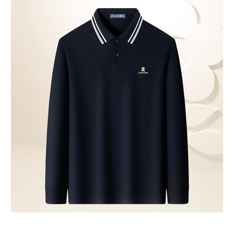 MONTAGUT Men's Lunar New Year Polo Shirt Long-Staple Cotton Mulberry Silk Linen Soft Comfortable Long Sleeve T-Shirt Linen Apricot XL 10