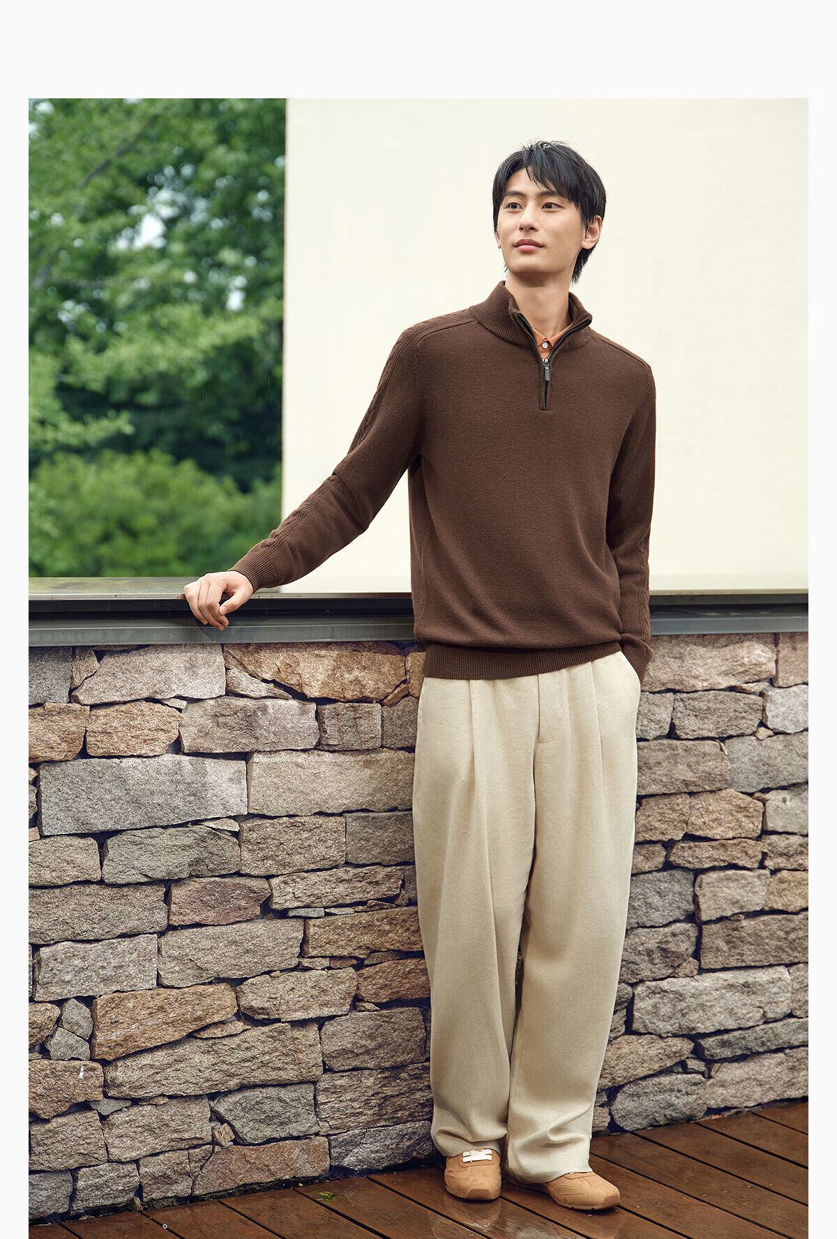 Hodo Heavyweight 100% Wool Men's Casual Half-Zip Thick Cable Knit Sweater 14