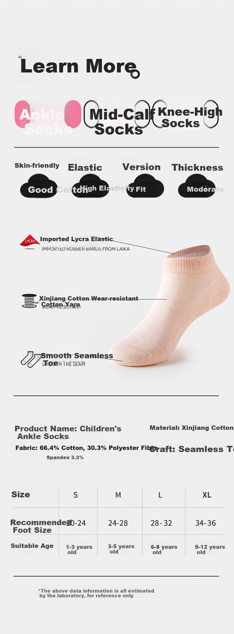 Bingxuemumian Children's Socks for Girls, Thin Summer Boat Socks, Cotton Socks without Cuffs, Solid Color, for Older Children, Versatile Rainbow Short Tube Trendy Socks 2