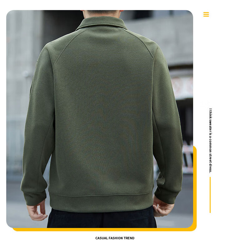 JEEP SPIRIT Men's Sweatshirt, Spring Season, Lapel Collar, Half-Zip, Loose Casual Top, Dark Gray, 4XL 10