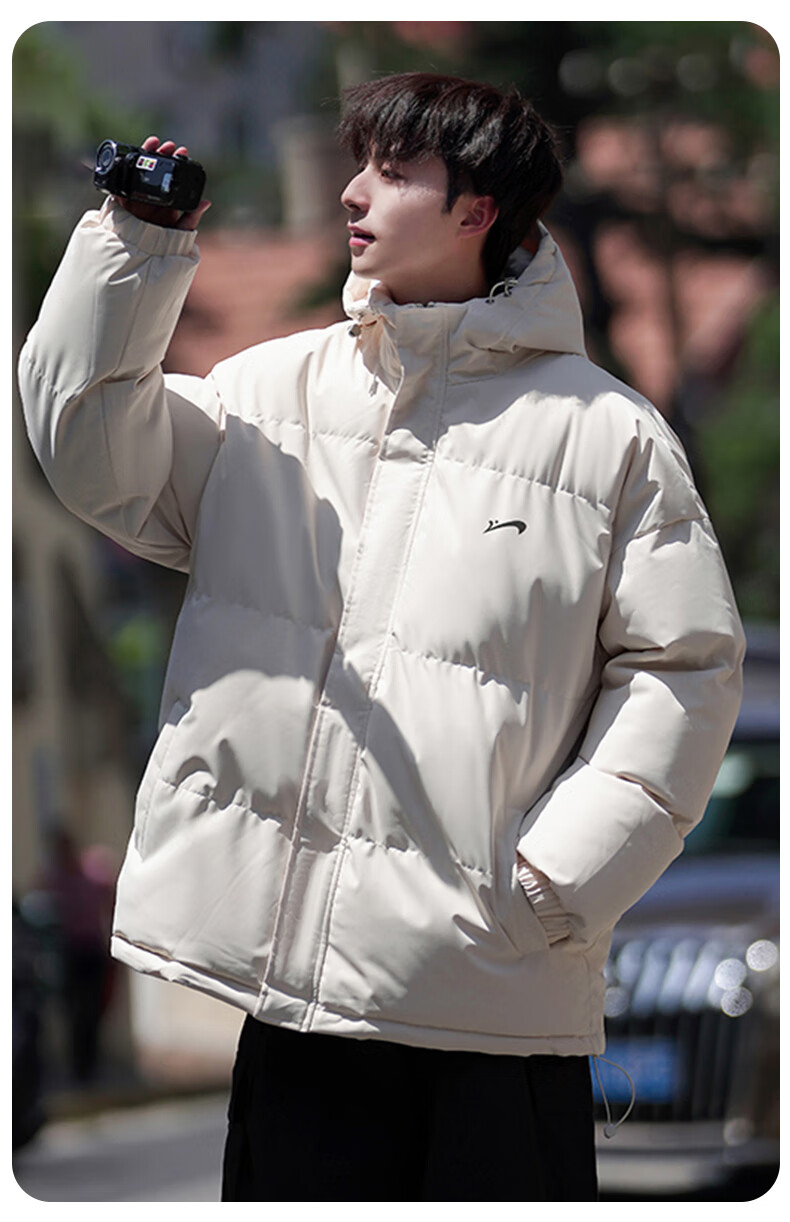 Guirenniao Autumn Winter Men's Hooded Cotton Padded Jacket Thickened Warm Windproof Coat Gray Green 2XL 12