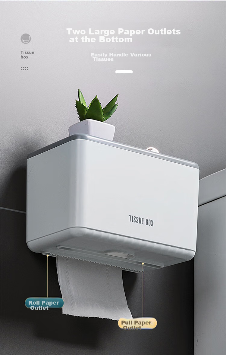 Baoshi Bathroom Tissue Box, Wall-Mounted Paper Towel Holder, No Drilling Required, Bathroom Storage Rack, Waterproof Toilet Paper Holder 8