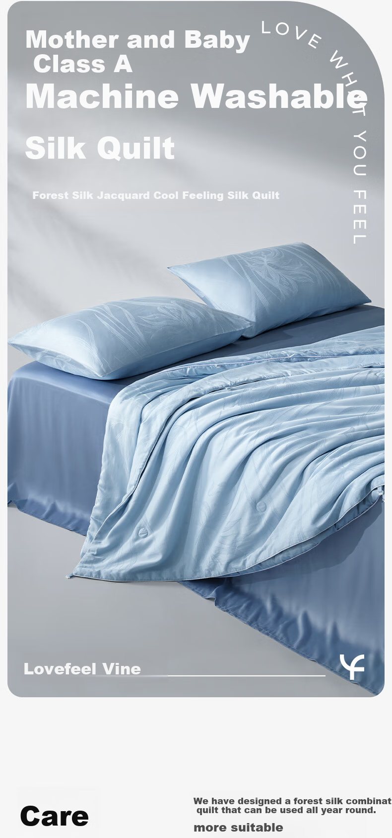Lafufeier 100% Silk Comforter, Class A Anti-Mite Duvet, All-Season Quilt, Jacquard Silk, Dormitory Summer Quilt 2