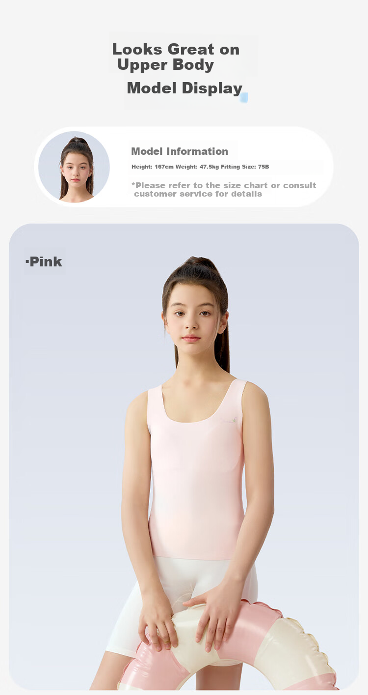 Jiusuiban Children's Vest for Girls, Size 120s, Jinmo, for Ages 8-10, Puberty Bra with Padding, School Uniform, Nipple Covers, Underwear 11