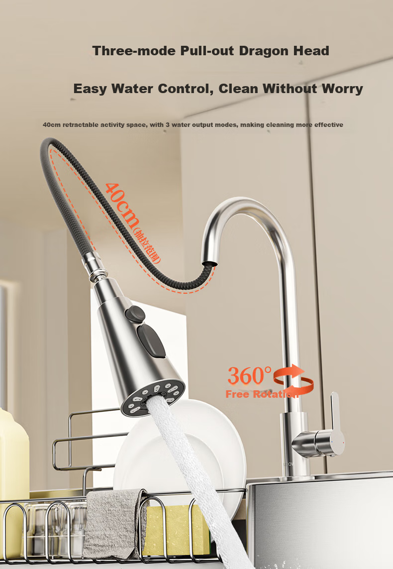 ARROW Kitchen Sink, Large Single Basin, Japanese-Style 304 Stainless Steel Dishwashing And Vegetable Washing Sink, Integrated Basi 21