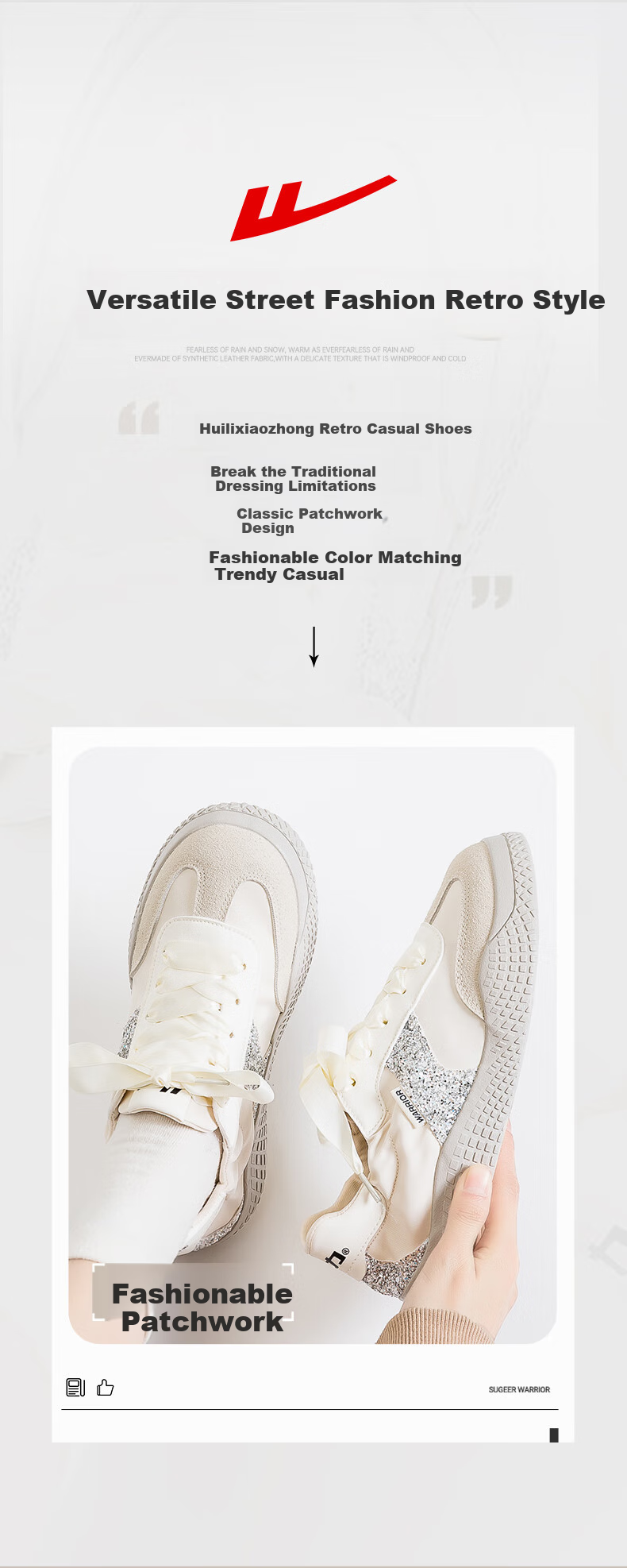 Huili Official Women's Sneakers, New Spring 2026 Style Dexun Shoes, Retro Simple Women's Shoes, Beige Gray, Size 37 2