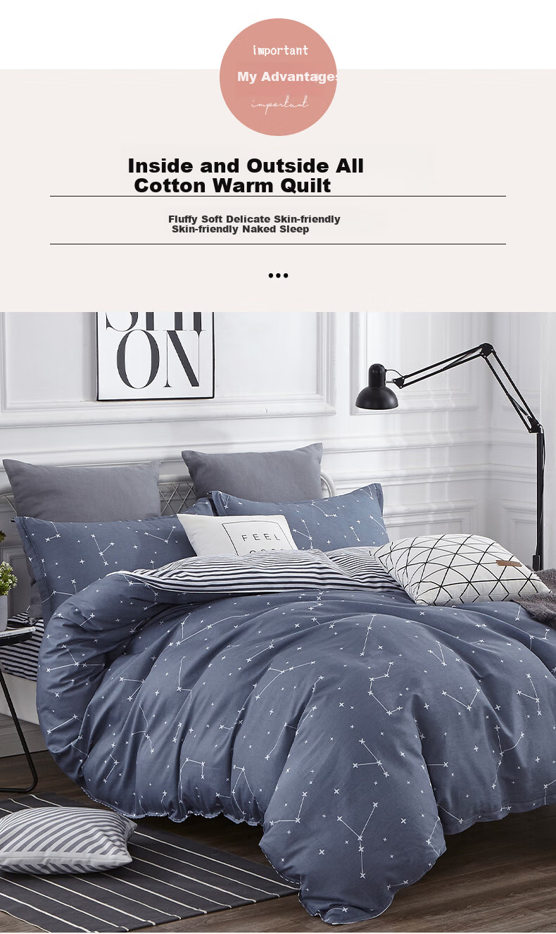 Yunjin Cotton Quilt with Duvet Cover, Pure Xinjiang Cotton Comforter for Single Person, Autumn And Winter Bedding, 6 Jin (3 Kg), 150x200cm, Star Patter 5