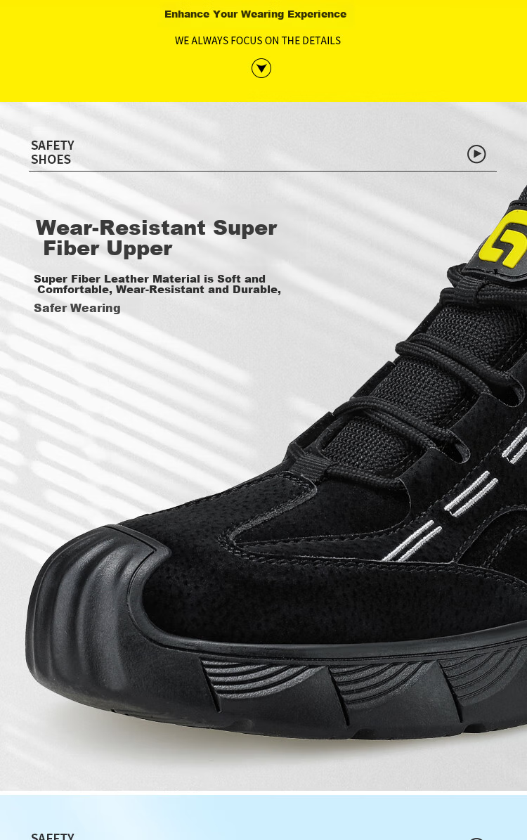 JUNBU Safety Shoes for Men with Steel Toe Cap, Anti-Smashing, Anti-Puncture, Lightweight, Comfortable, Wear-Resistant Construction Site Safety Work Shoes 0266BK Size 38 10