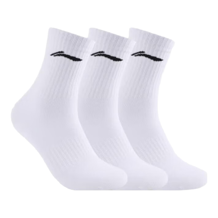 LI-NING Unisex Sports Socks (3 Pairs) Cotton Breathable Antibacterial Sweat-Absorbing Running Socks for All Seasons