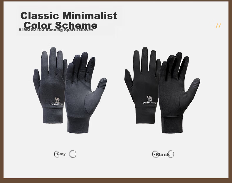 CAMEL Touchscreen Gloves for Men, Non-Slip, Fleece-Lined, Warm, Outdoor Sports Thin Gloves, Winter Women's A1W3GZ103 Ink Black L 14