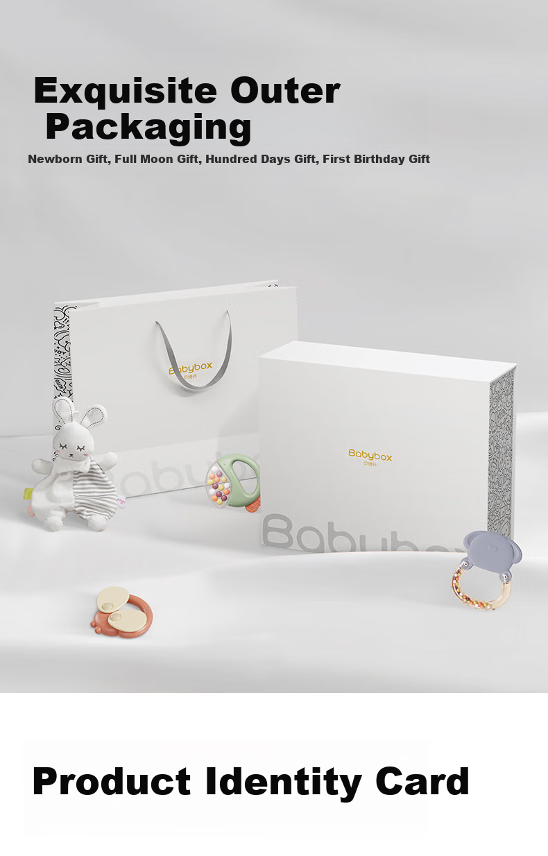 Beiboshi Babybox Newborn Welcome Gift Box, 0-1 Year Old Infant Soothing Rattle Toy Gift, Full Moon And First Birthday Present 16