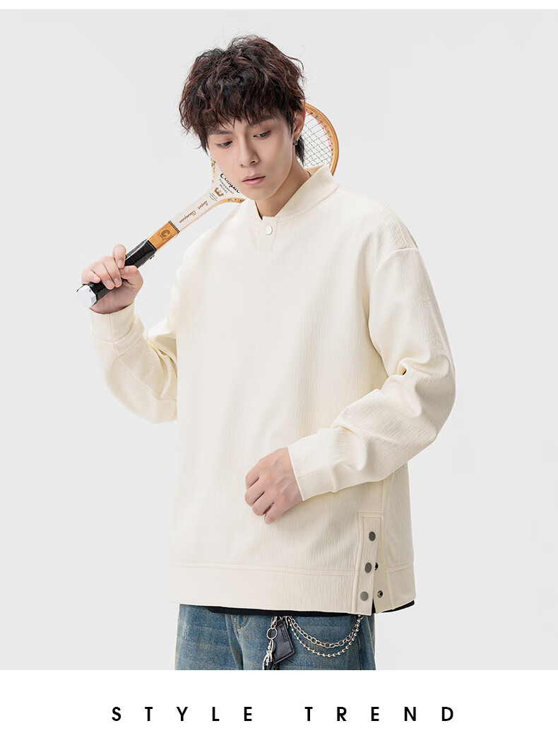 MMOPTOP Japanese Style Vintage Henry Collar Sweatshirt Autumn Winter Men's Warm Casual Sweatshirt MWY28 Coffee XL 4