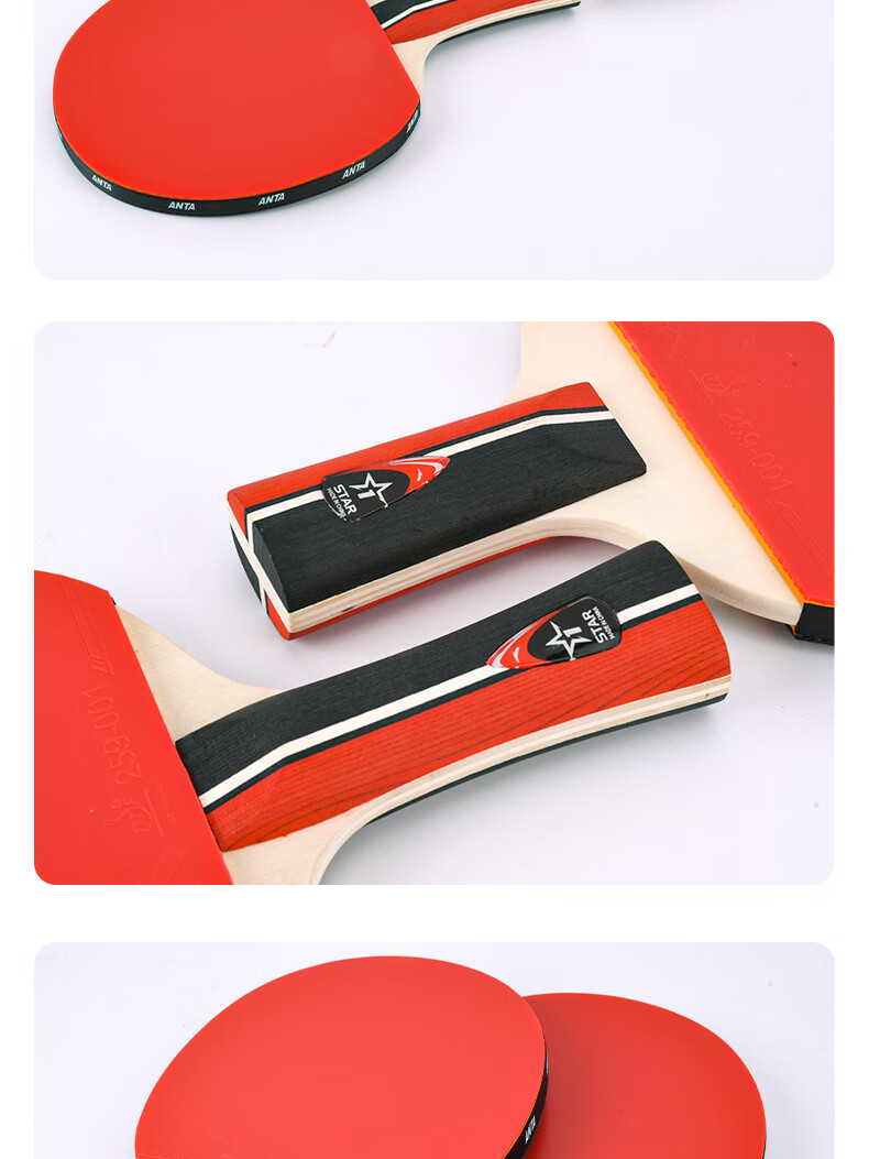 Anta 1-Star Table Tennis Paddle (Jingcang Fast Delivery + 6 Balls + Paddle Case) P102 Shakehand Paddle Set 2