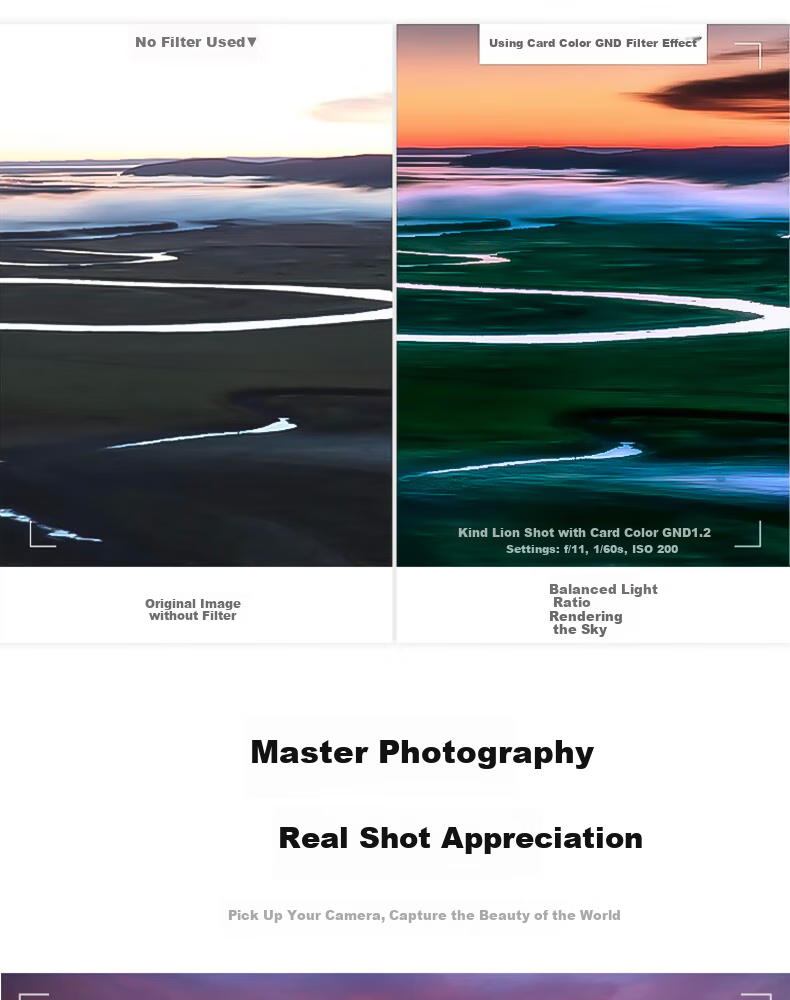 Kase GND0.9 Graduated Filter, 58mm, Soft Gradient Filter, Multi-Coated Glass, Sunrise And Sunset Photography, Balance Light Ratio, AGC 10