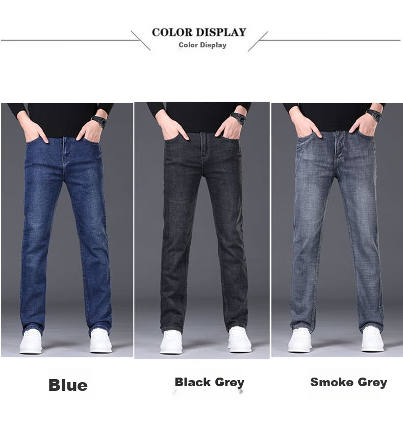 JEEP SPIRIT 2025 Autumn Business Casual Slim-Fit Stretch Versatile Straight-Leg Jeans for Men 866, Blue, Size 28 8