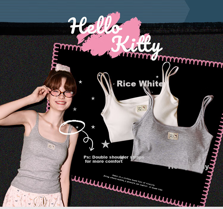 Gukoo Disney Marie Cat Collaboration Women's Spring Autumn Camisole with Chest Pad Antibacterial Simple Vest Light Gray M 1