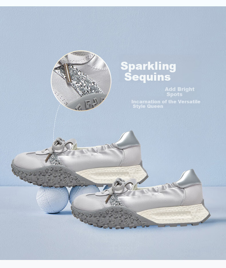 Basto [Little Carp] Thick Sole Ballet Training Shoes A-Gan Shoes Women's Casual Shoes D3063BA5 Silver Gray 38 5