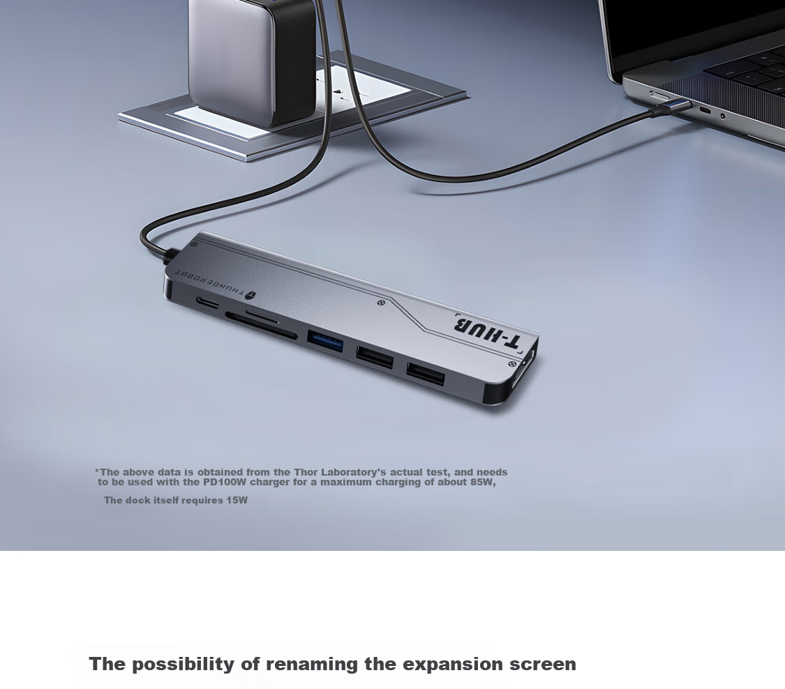 ThundeRobot Type-C Expansion Dock, USB3.0 High-Speed Expansion Dock, 4K60Hz Thunderbolt HDMI Interface Expander, Compatible with MacBook, Huawei Laptops, Converter for IPad 8