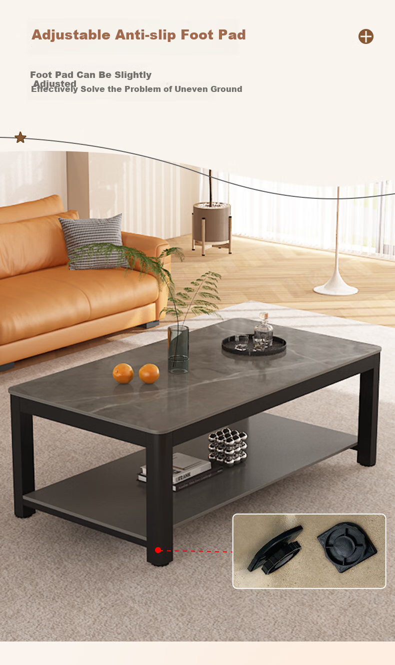 Yameile Coffee Table for Living Room, Simple And Modern, Rock Slab Marble Pattern, Double-Layer Storage, Office Tea Table 9