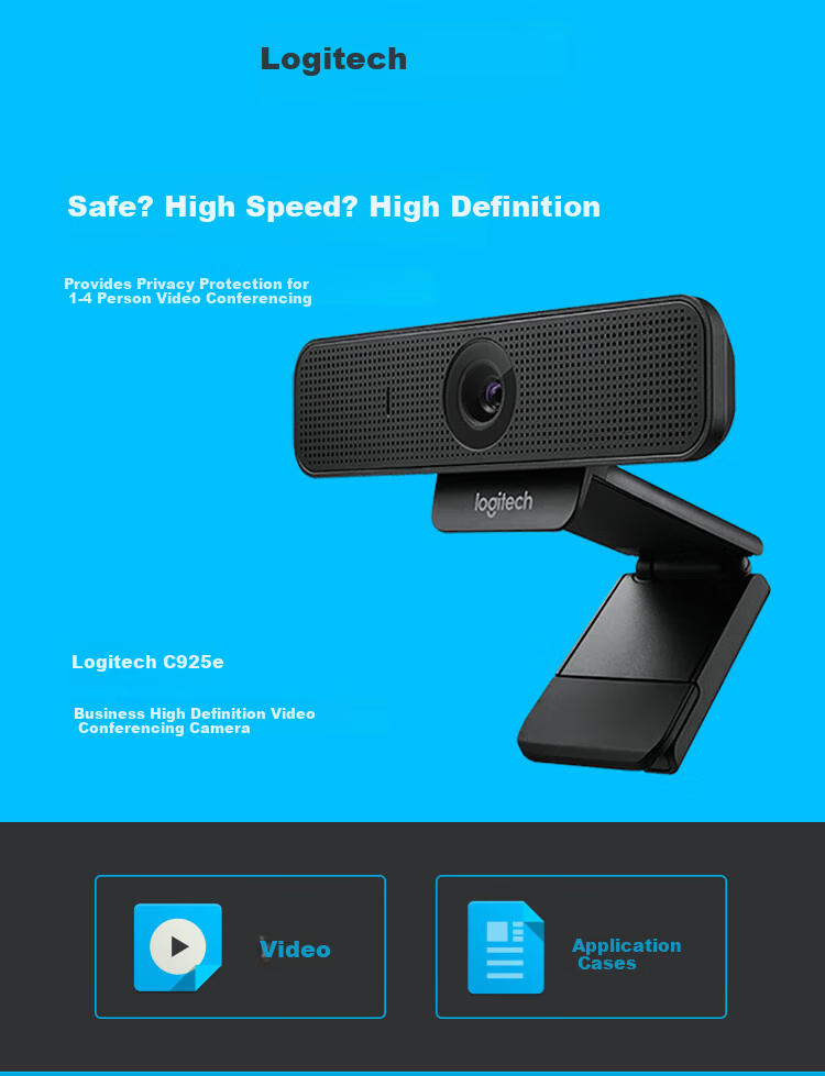 Logitech C925e Enterprise-Grade HD Webcam for Home And Office Use, Computer Desktop Camera for Online Classes And Meetings, 1080P Privacy Protection [Single Purchase Discount] 1
