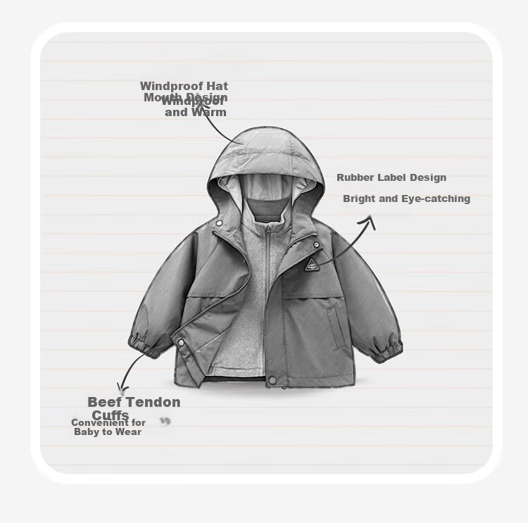 Ciciibear [Triple Protection] Ciciibear Boys' Outdoor Jacket for Children, Spring Autumn Winter Style 2024 New Model, Baby Three-In Waterproof 4