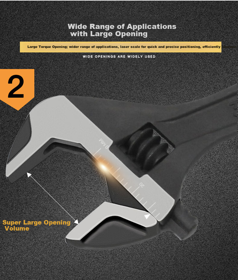 SATA 47125 Large Open-End Adjustable Wrench, 12" 3