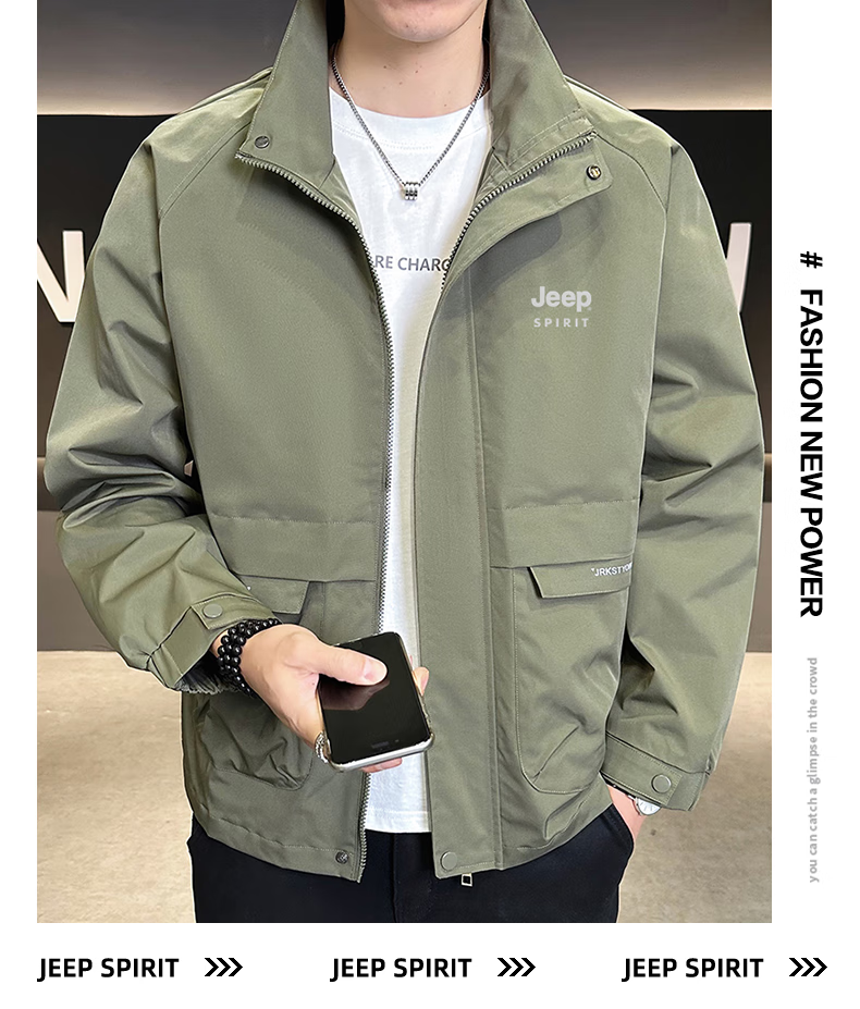 JEEP SPIRIT Men's Jacket, Autumn New Style Casual Jacket, Trendy Workwear Outerwear, Outdoor Windproof Menswear 4