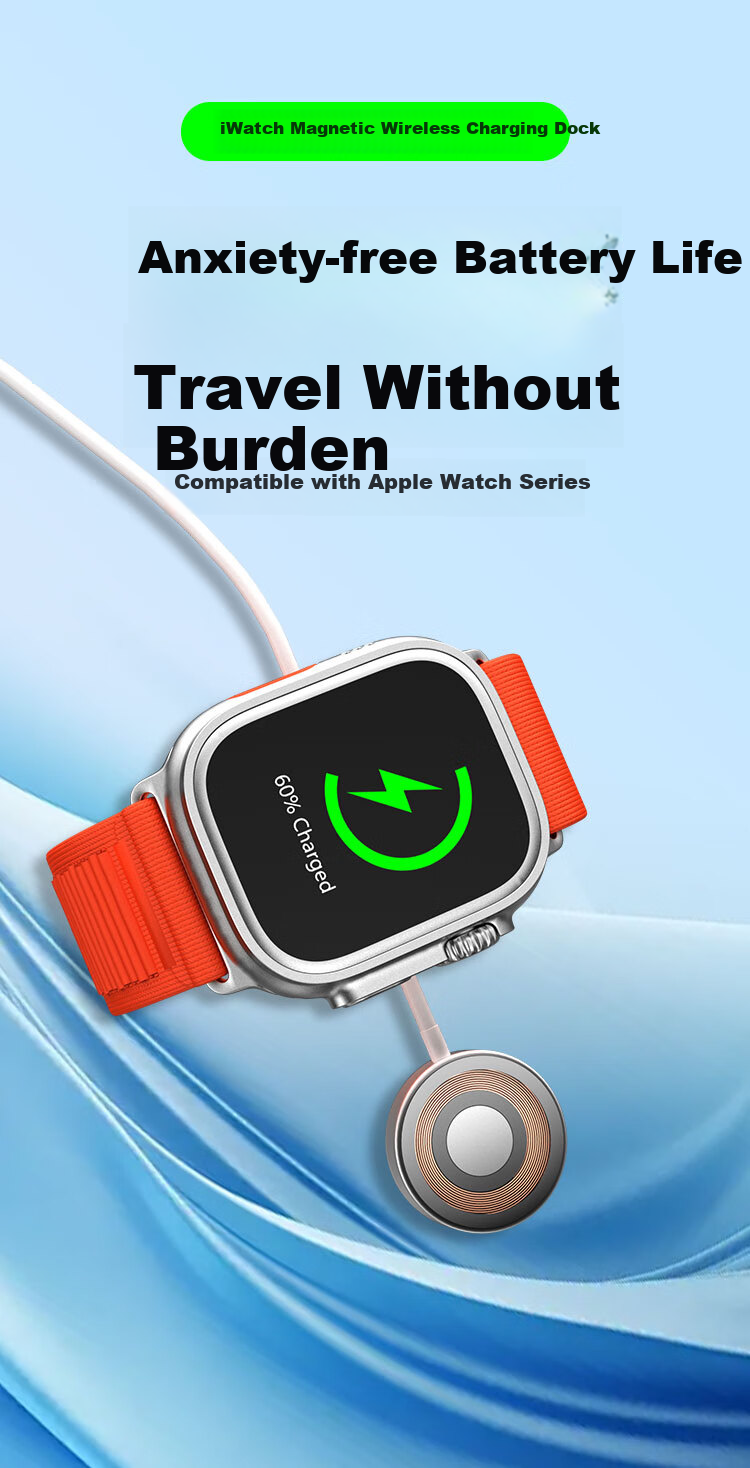 ESCASE Magnetic Charging Dock for Apple Watch, Compatible with MagSafe Fast Charging Cable, Suitable for Apple Watch S12/11/10/9/8/7/6/Ultra, Transparent Magnetic Base 1