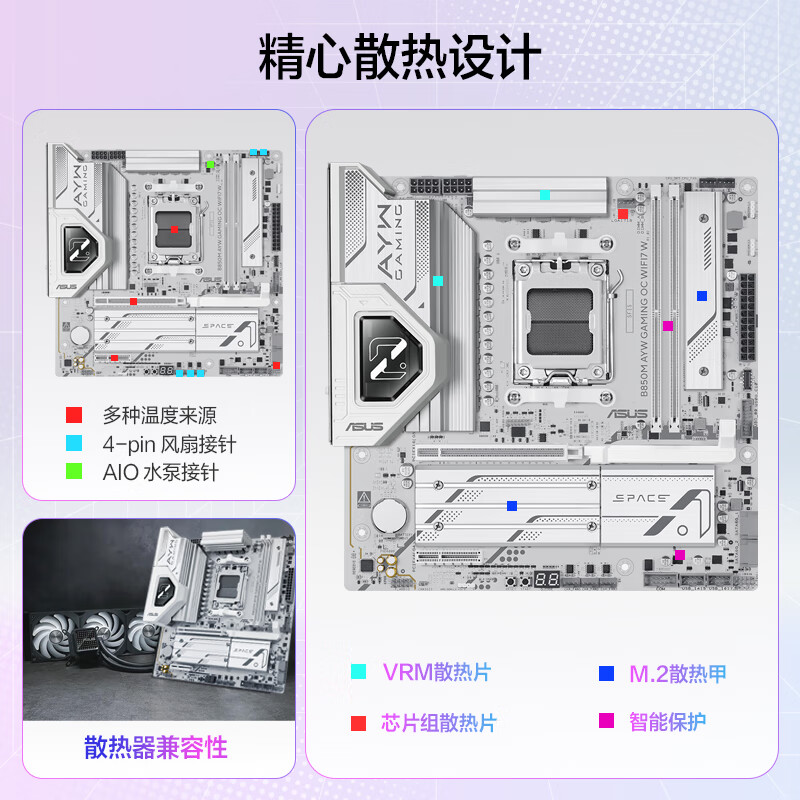ASUS B850M AYW GAMING OC WIFI7 Motherboard for CPU 9700X/9800X3D/9600X (AMD B850/socket AM5)