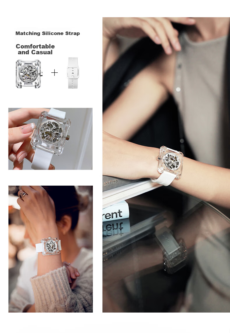 CIGA Design Jijia Women's Watch Series, Artistic Wristwatch, Trendy Mechanical Watch, Ice Beauty Transparent Crystal Fashion Watch, New Year Gift 7