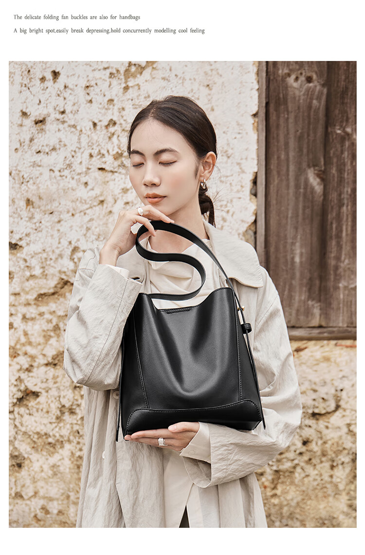 Nalandu Women's New Bucket Bag Large Capacity Cowhide Shoulder Crossbody Bag Birthday Gift 15
