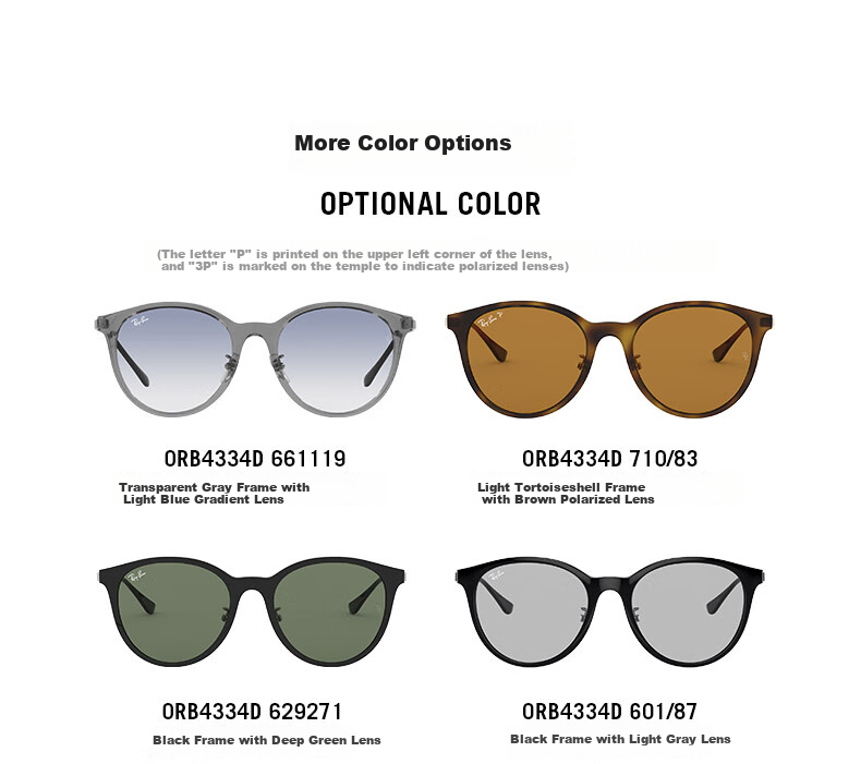 RayBan Square Sunglasses for Men And Women, Fashionable Gradient Sunglasses 0RB4334D 3