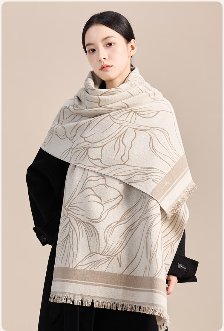 JIUMU Pure Wool Scarf for Women, Autumn And Winter Warm Shawl, Gift for Girls Or Mothers, Christmas Birthday Present, Gift Box Packaging 10