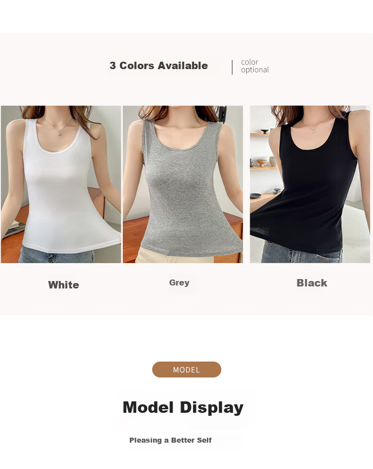 LangSha 100% Pure Cotton Women's Tank Top, Summer Undershirt, Sleeveless Vest, Base Layer, 2026 New Style 6