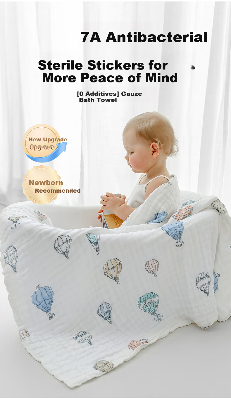 EMXEE Baby Gauze Bath Towel, Class A Pure Cotton Children's Bath Towel, Newborn Bath Towel, Bubble Island, 105*105cm 2